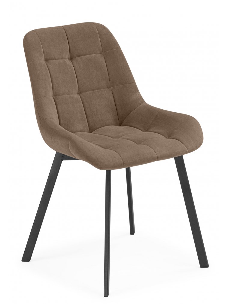 Стул на металлокаркасе Челси велюр коричневый / черный каркас