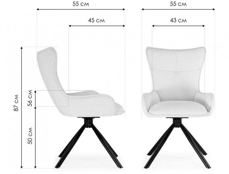 Стул на металлокаркасе Chicago light gray / black legs KD