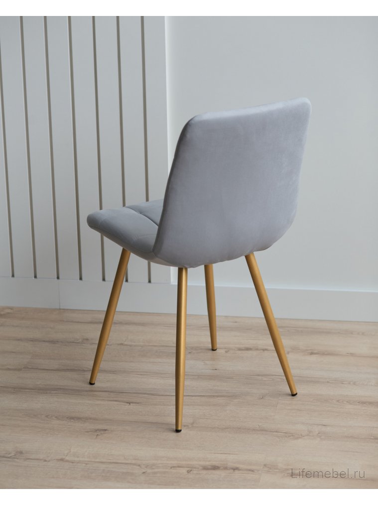 Стул на металлокаркасе Чилли светло-серый / золото