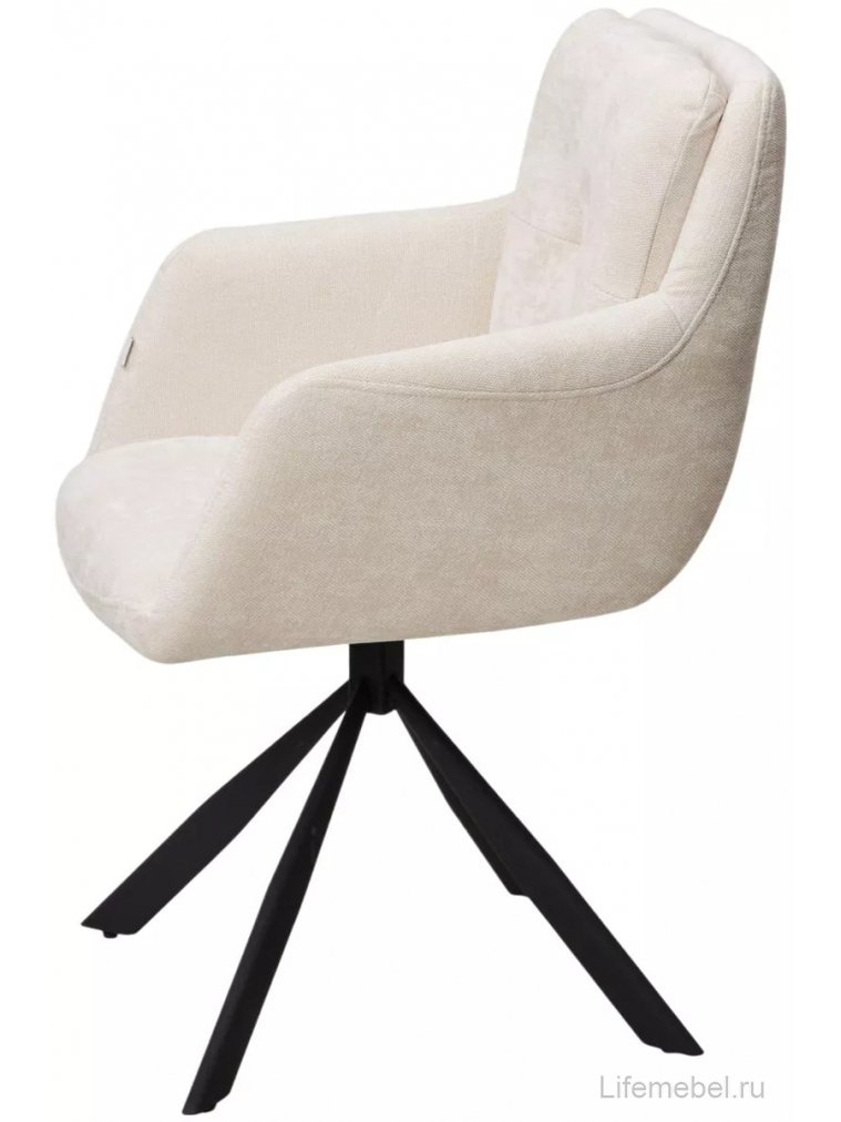 Стул на металлокаркасе Федерико Данс 180 поворотный молочный шенилл / черный