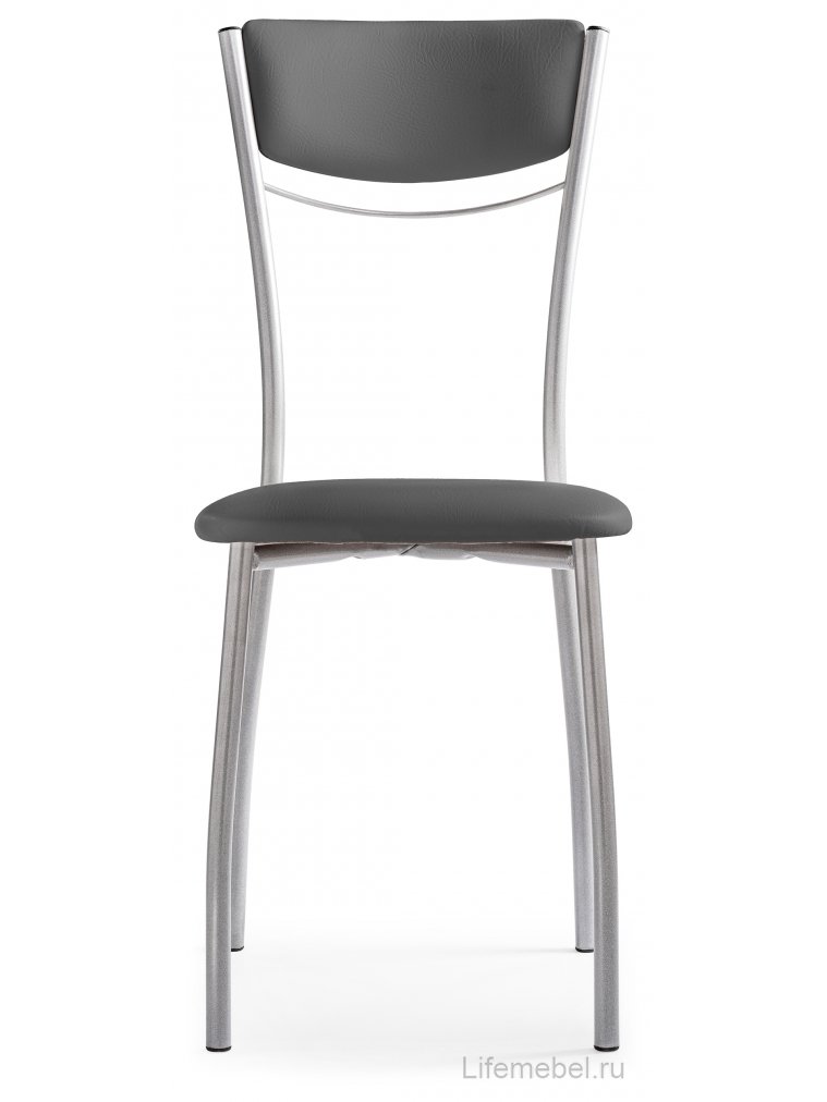 Стул на металлокаркасе Goki с мягкой спинкой серый полимер / светлый мусс