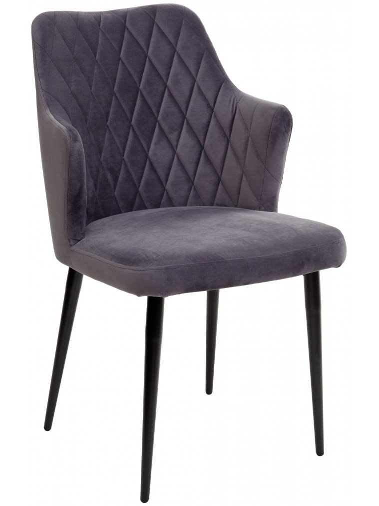 Стул на металлокаркасе Herman серый #27 велюр / черный каркас