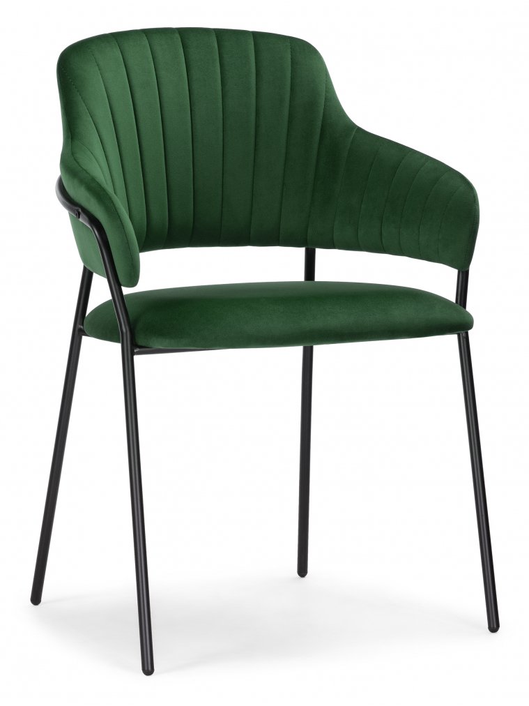 Стул на металлокаркасе Инклес темно-зеленый / черный глянец