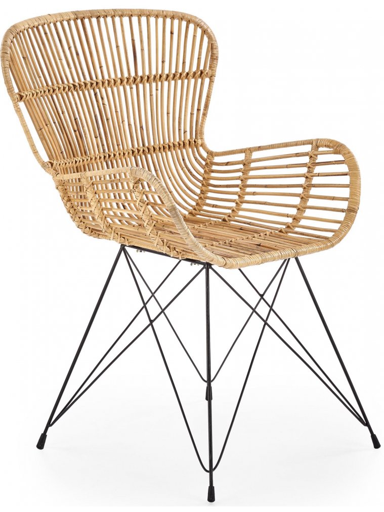 Стул на металлокаркасе K335 ротанг натуральный / черный