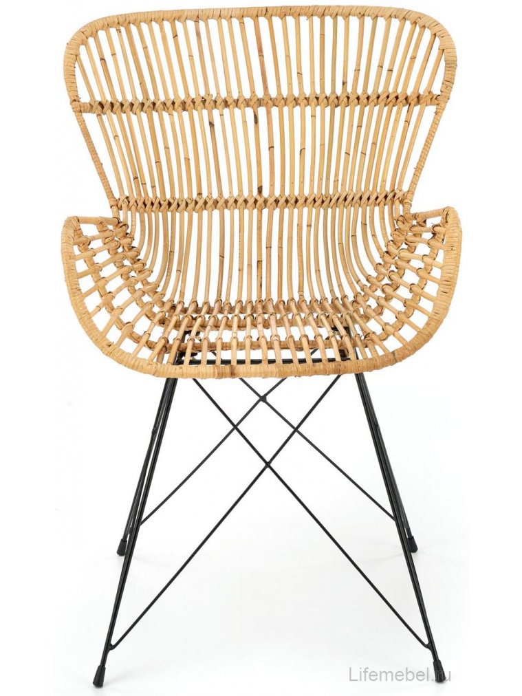 Стул на металлокаркасе K335 ротанг натуральный / черный