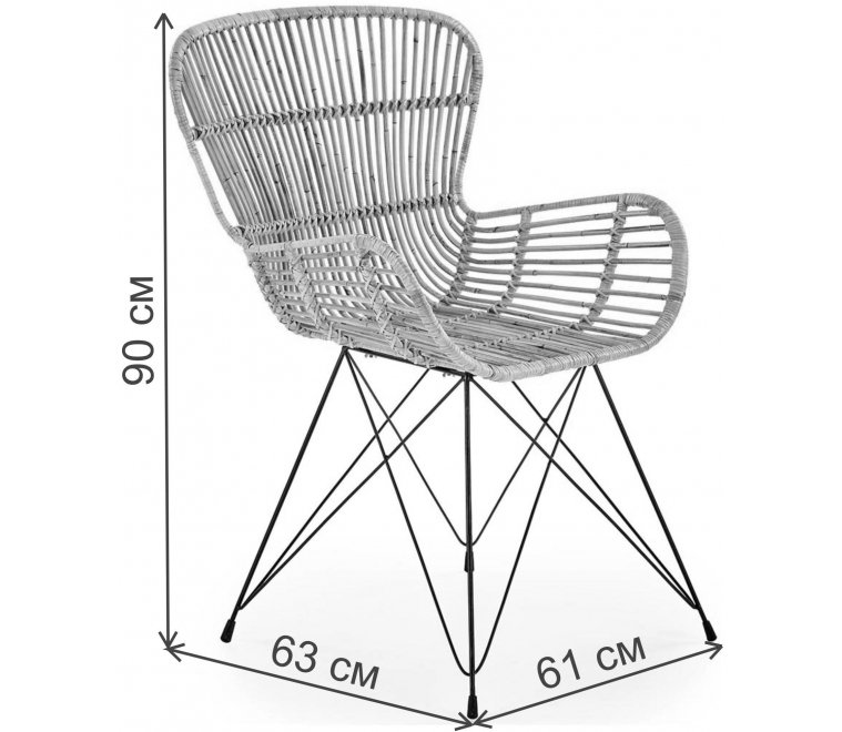 Стул на металлокаркасе K335 ротанг натуральный / черный
