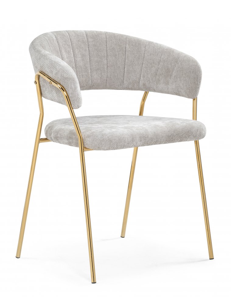 Стул на металлокаркасе Kamelia 1 light gray fabric / gold