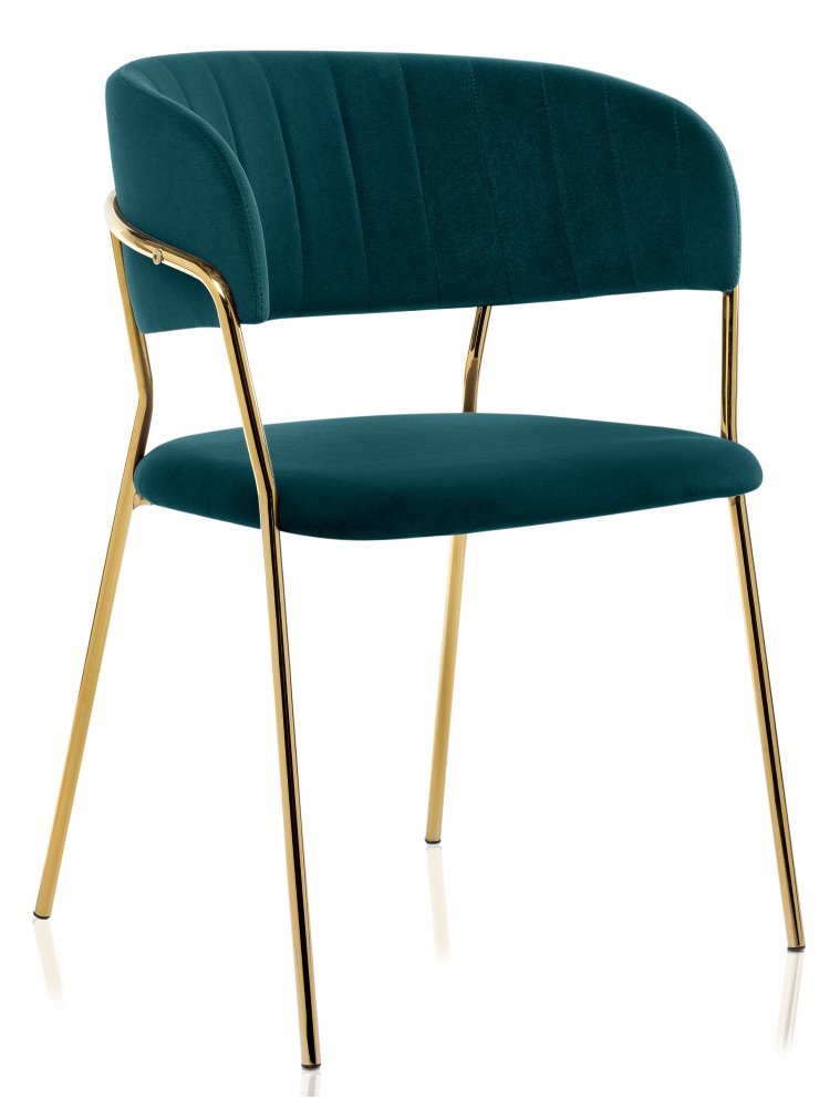 Стул на металлокаркасе Kamelia зеленый / золото
