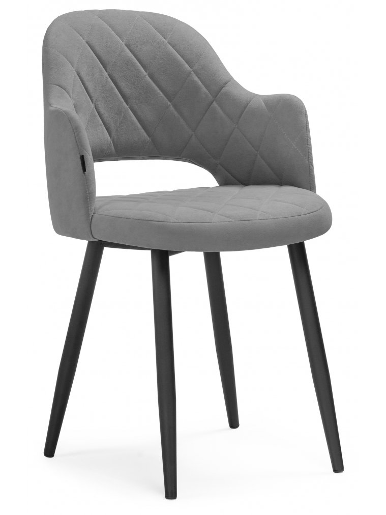 Стул на металлокаркасе Гутрид ромбы спереди черный / серый