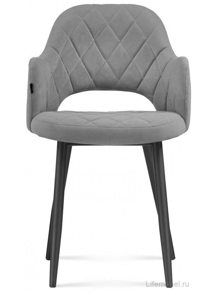 Стул на металлокаркасе Гутрид ромбы спереди черный / серый