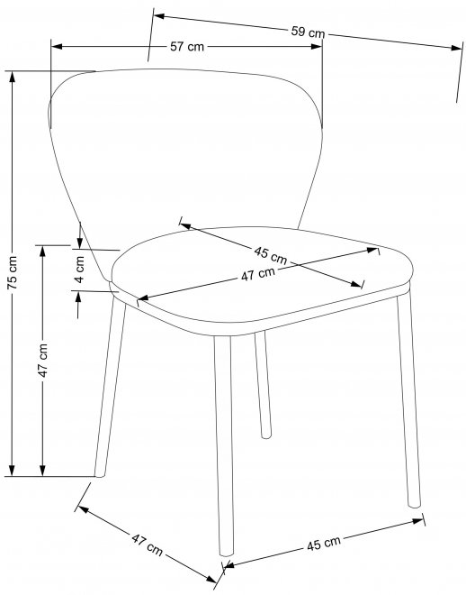 Стул на металлокаркасе K518 кремовый