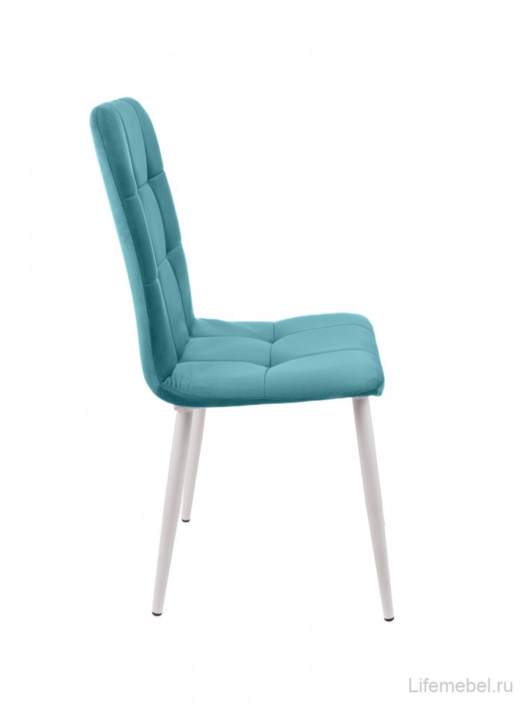 Стул на металлокаркасе Леон классика / аквамарин / белые ножки
