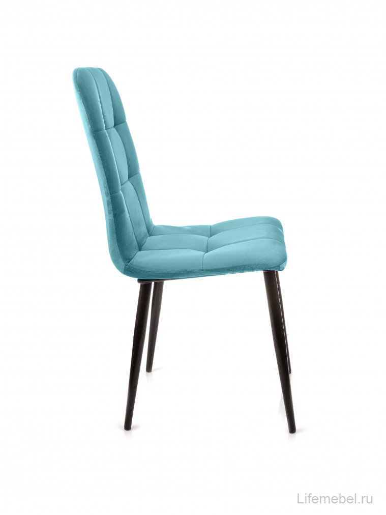 Стул на металлокаркасе Леон классика / аквамарин / чёрные ножки