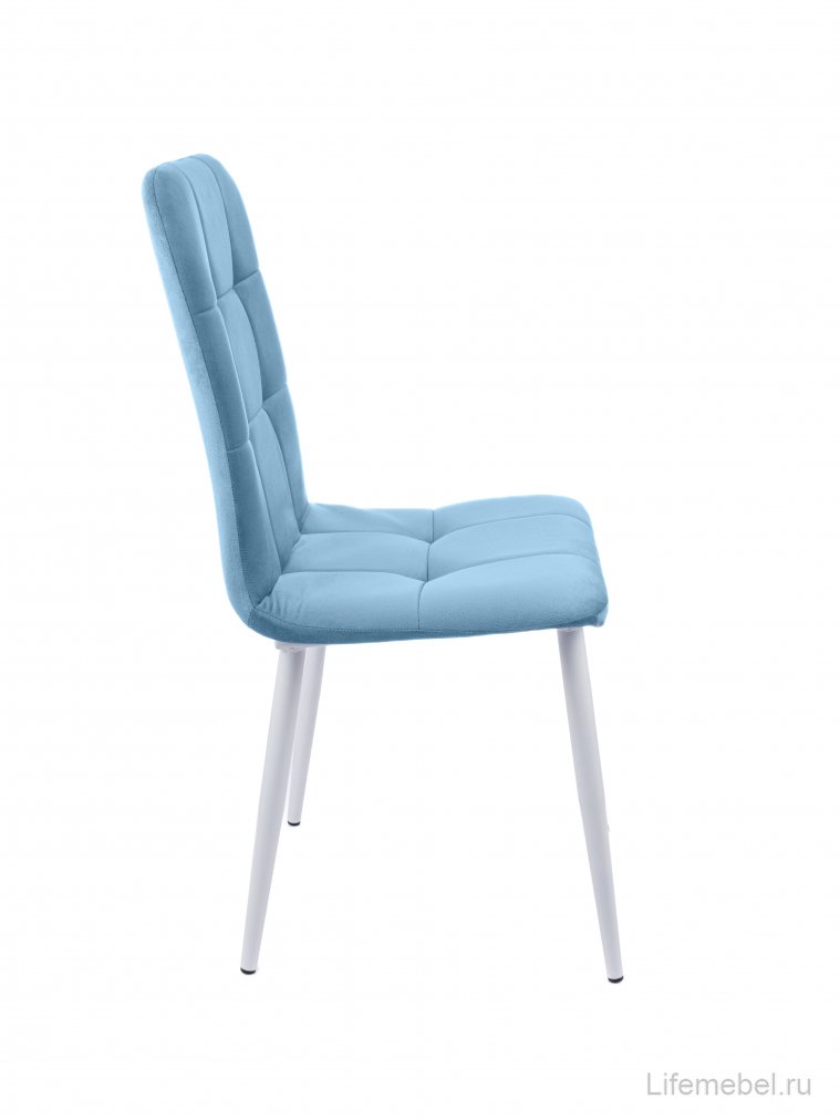 Стул на металлокаркасе Леон классика / небесно-серый / белые ножки