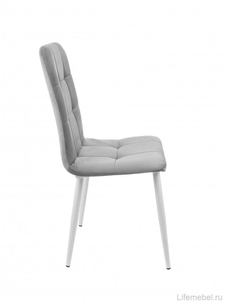 Стул на металлокаркасе Леон классика / серый / белые ножки