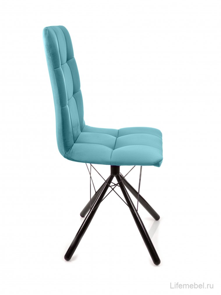 Стул на металлокаркасе Леон паутинка / аквамарин / чёрные ножки