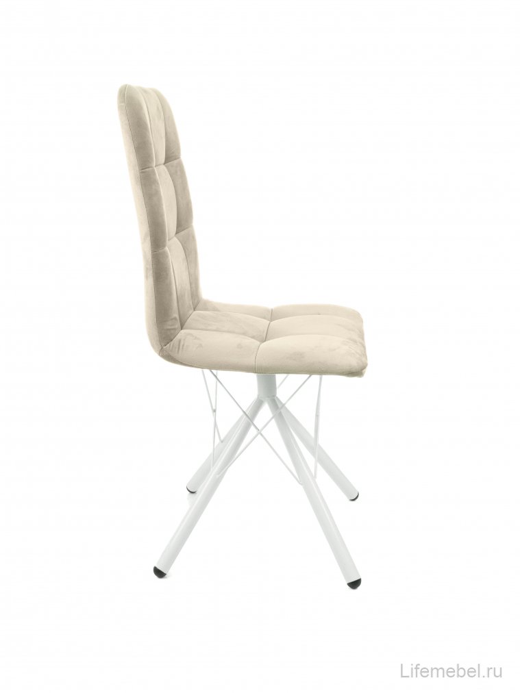 Стул на металлокаркасе Леон паутинка / бежевый / белые ножки