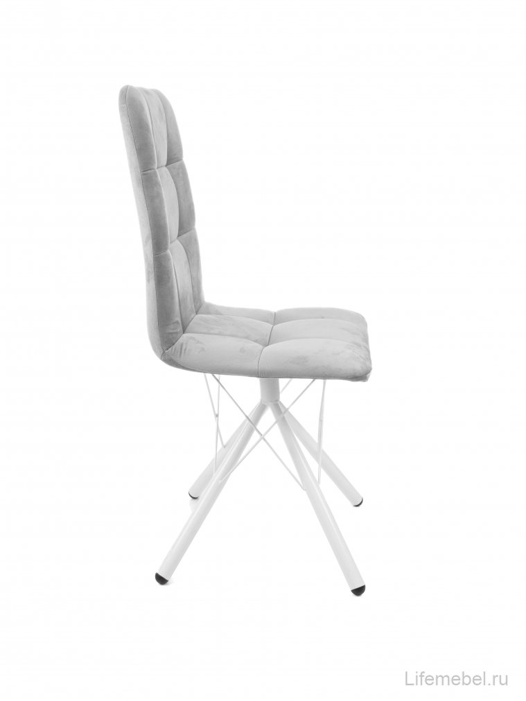 Стул на металлокаркасе Леон паутинка / серый / белые ножки