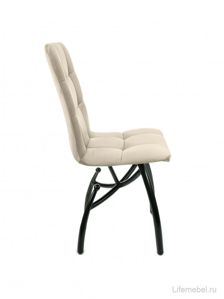 Стул на металлокаркасе Леон шарики / бежевый / чёрные ножки