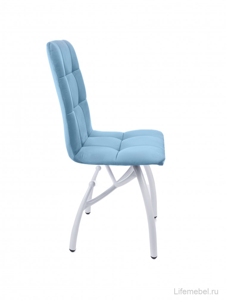 Стул на металлокаркасе Леон шарики / небесно-серый / белые ножки