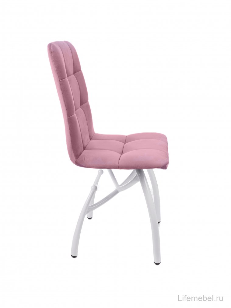 Стул на металлокаркасе Леон шарики / пудровый / белые ножки