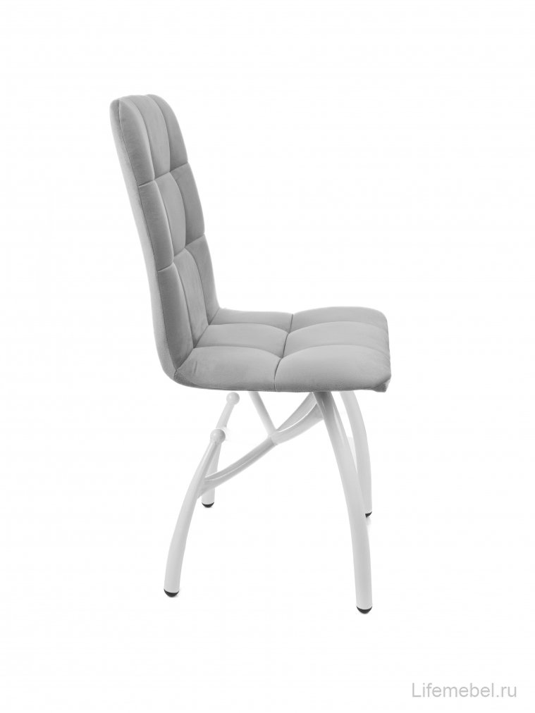 Стул на металлокаркасе Леон шарики / серый / белые ножки