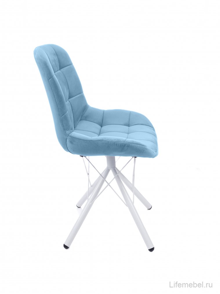 Стул на металлокаркасе Лира паутинка / небесно-серый / белые ножки