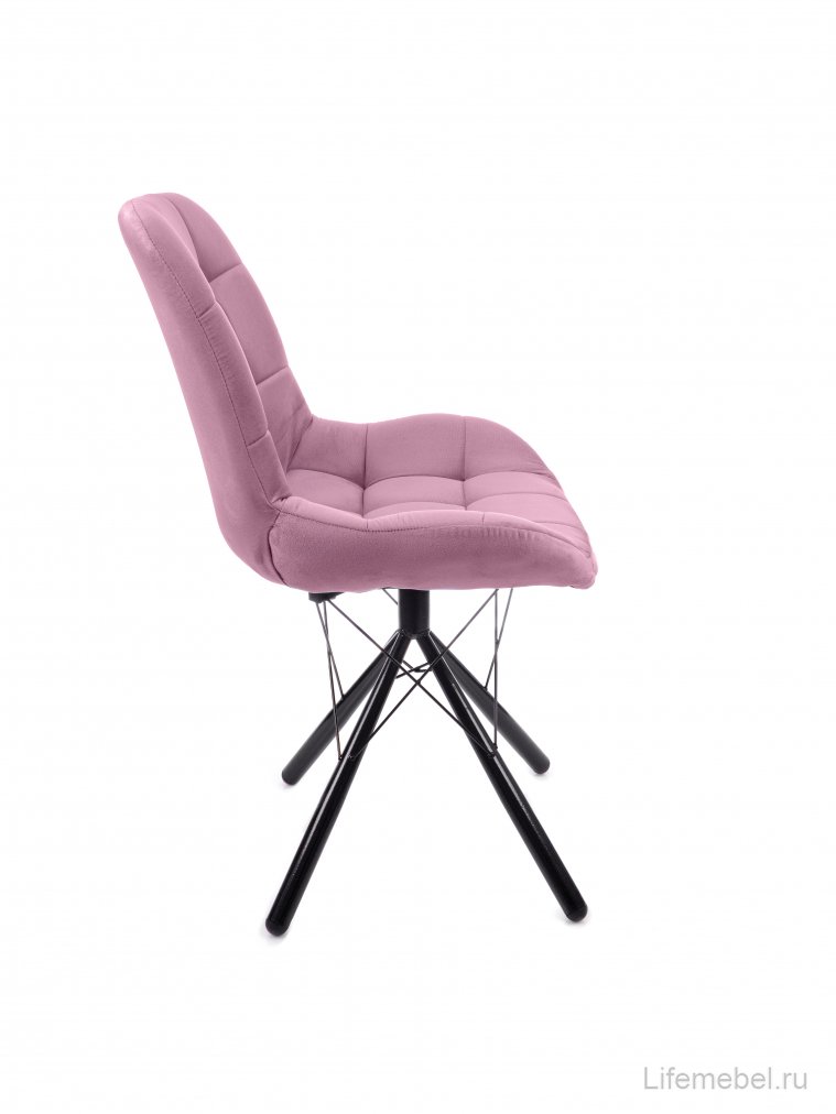Стул на металлокаркасе Лира паутинка / пудровый / чёрные ножки