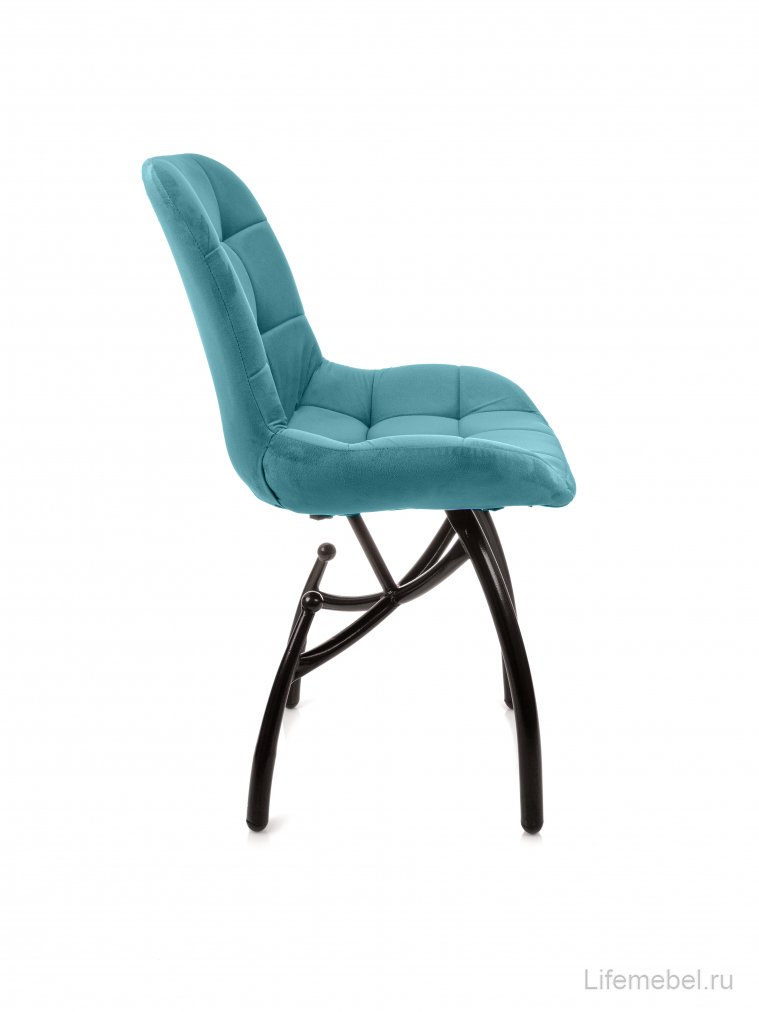 Стул на металлокаркасе Лира шарики / аквамарин / чёрные ножки