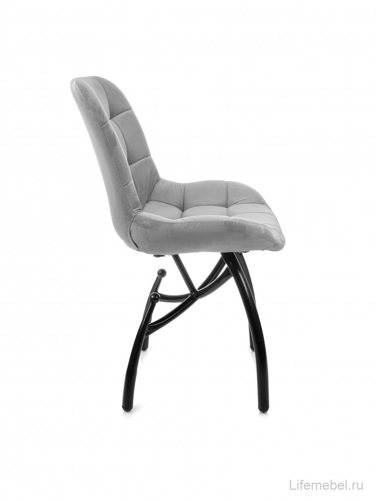 Стул на металлокаркасе Лира шарики / серый / чёрные ножки