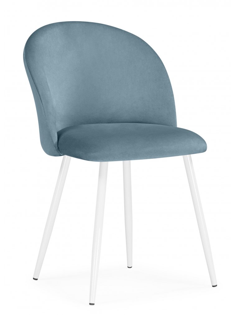Стул на металлокаркасе Логан велюр голубой / белый каркас
