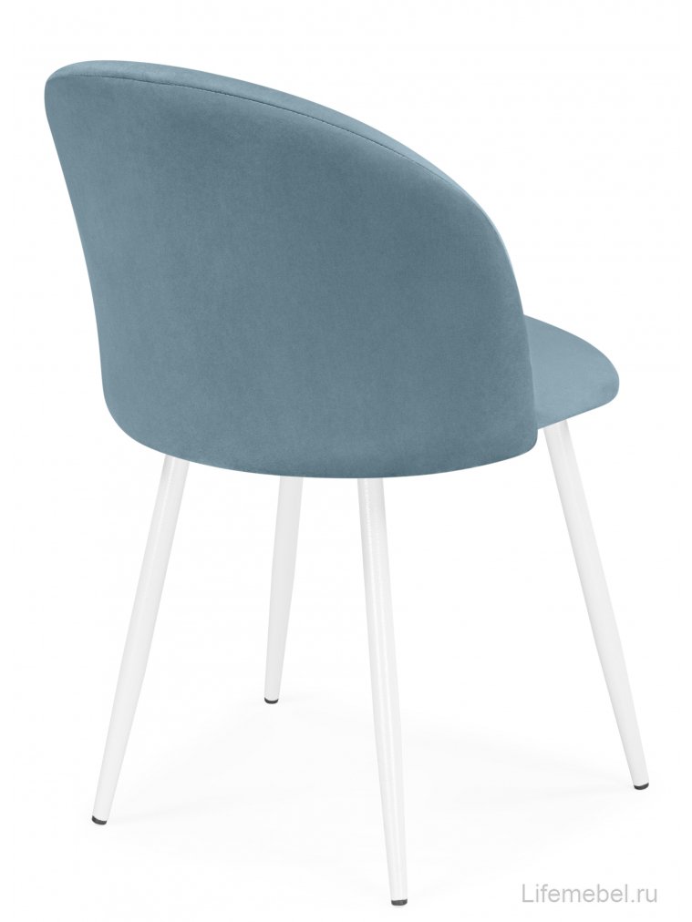 Стул на металлокаркасе Логан велюр голубой / белый каркас
