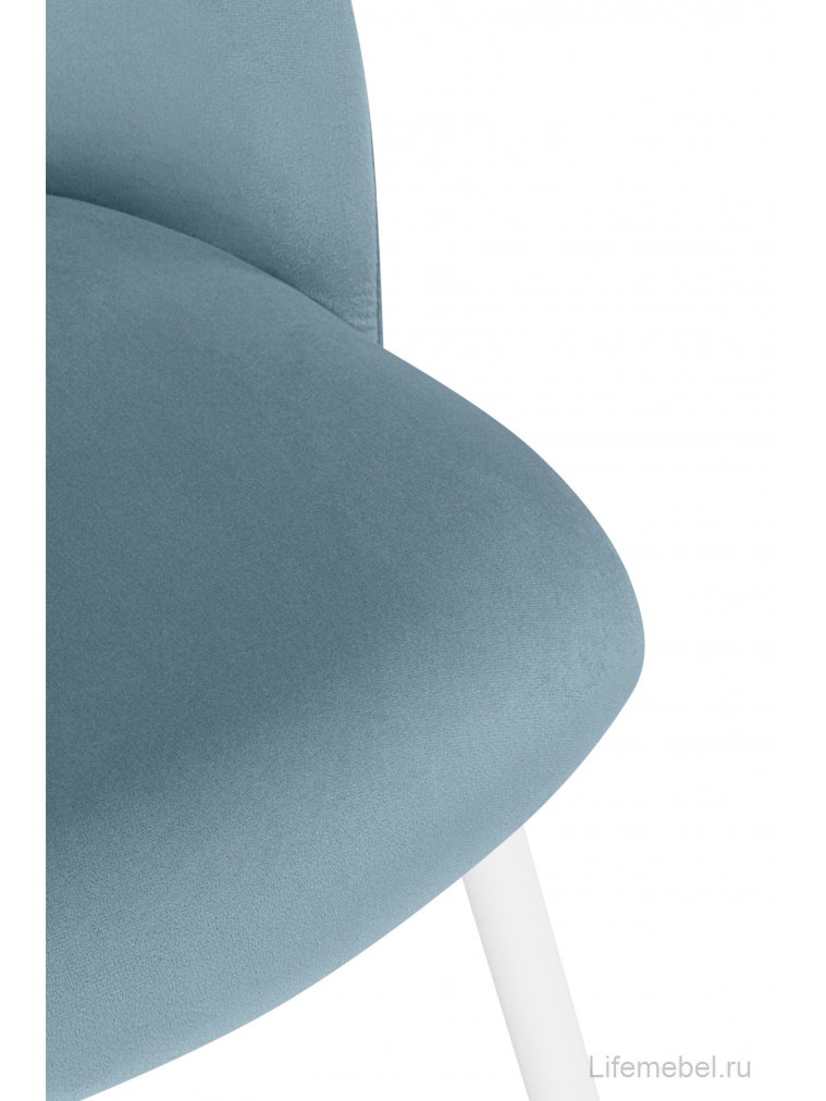 Стул на металлокаркасе Логан велюр голубой / белый каркас
