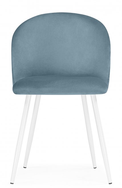 Стул на металлокаркасе Логан велюр голубой / белый каркас