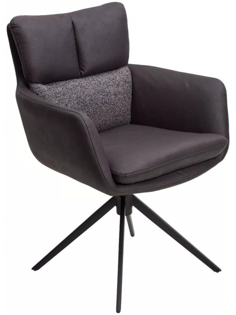 Стул на металлокаркасе Luis 360 поворотный темно-серая экокожа / букле / черный