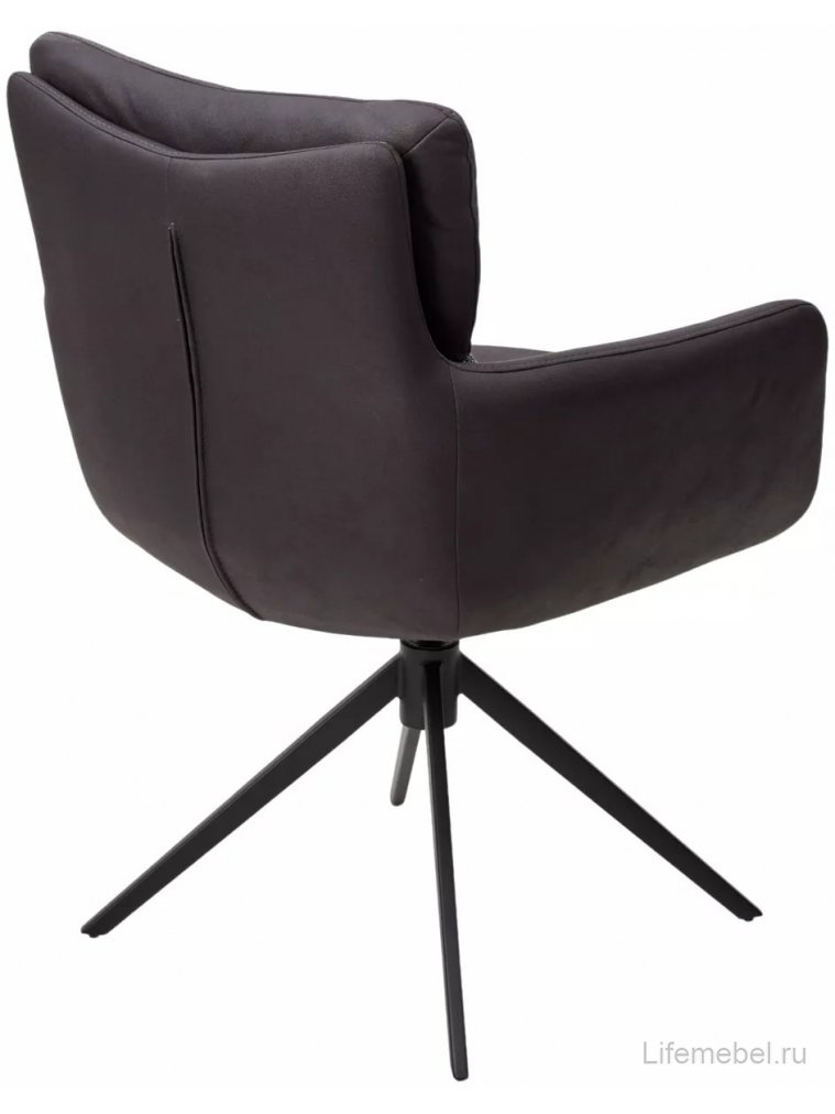 Стул на металлокаркасе Luis 360 поворотный темно-серая экокожа / букле / черный