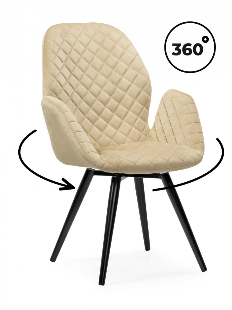 Кресло Муат крутящееся бежевый / черный глянец