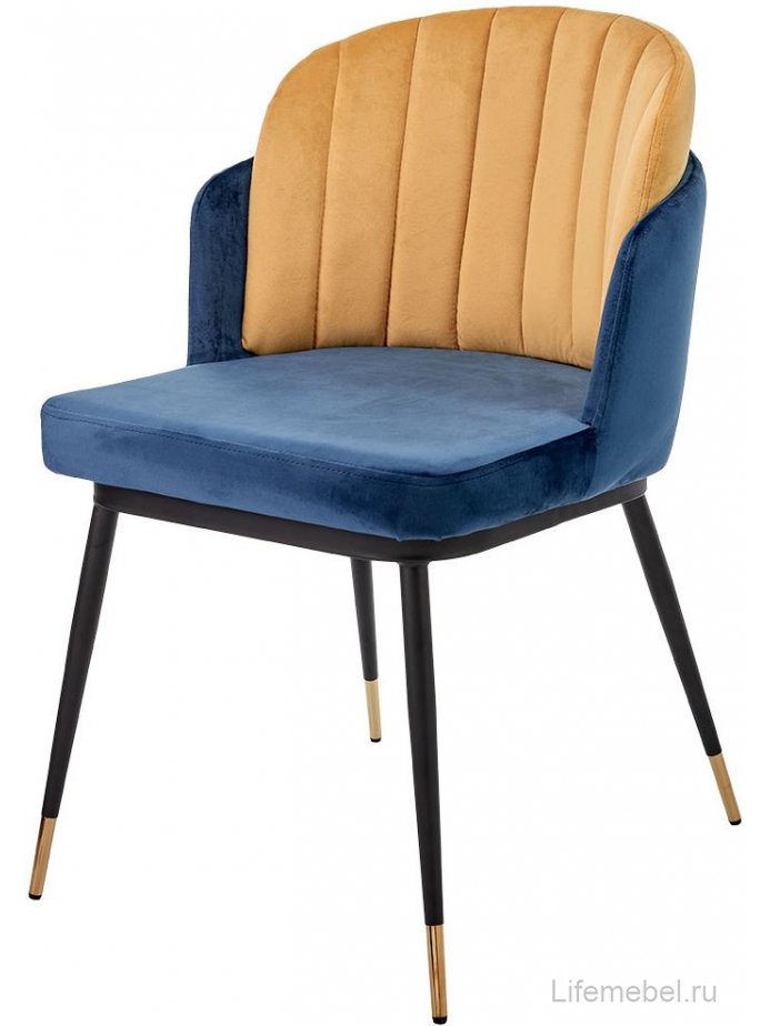 Стул на металлокаркасе Peki синий / горчичный