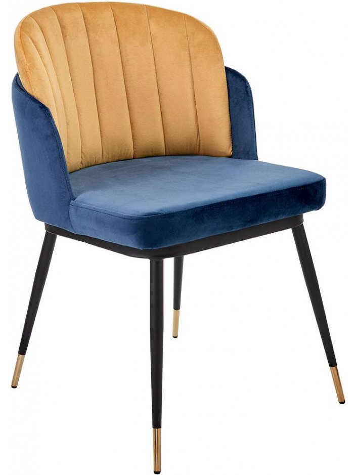 Стул на металлокаркасе Peki синий / горчичный