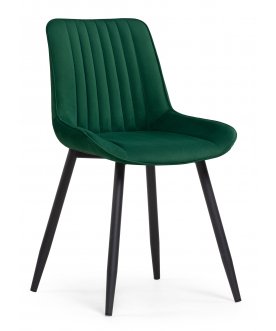 Стул на металлокаркасе Вейв зеленый велюр / черные ножки конус