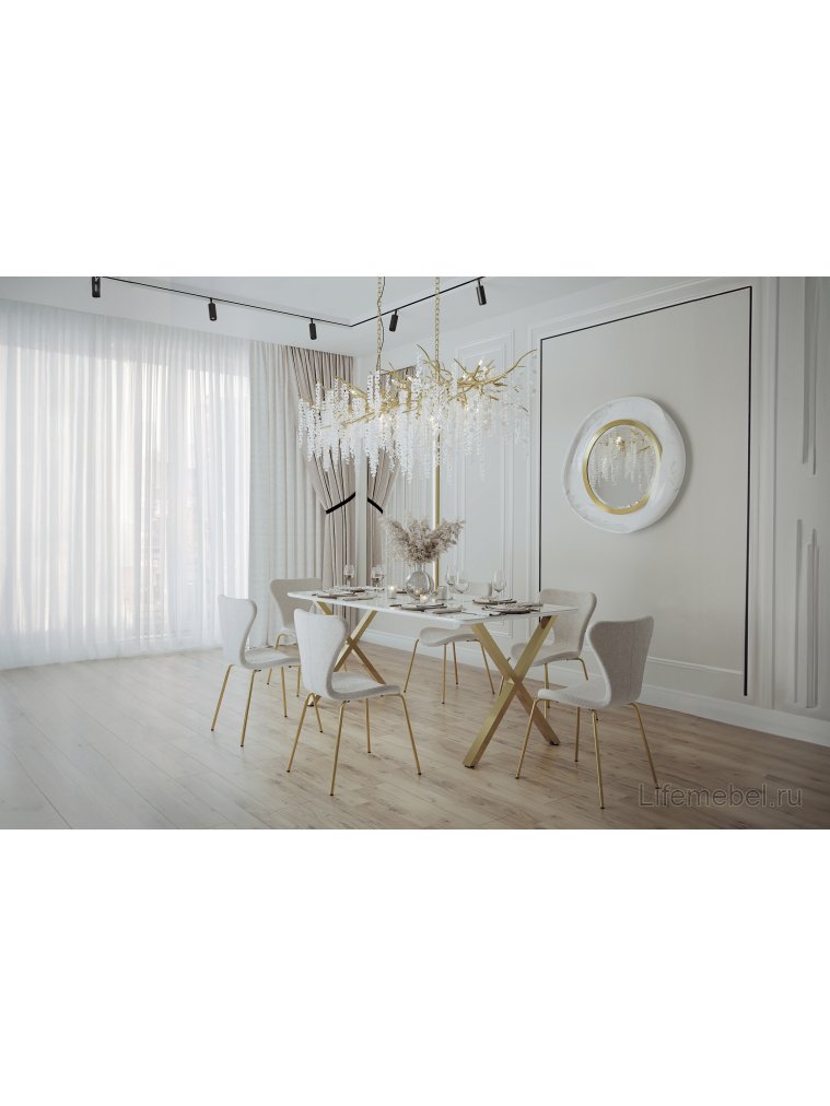 Стул на металлокаркасе Solo white / gold