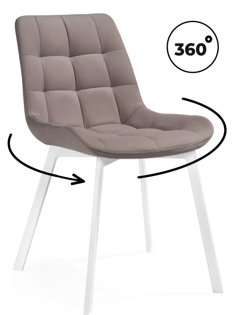 Стул на металлокаркасе Стронг 360 латте (велютто 08) / белый каркас