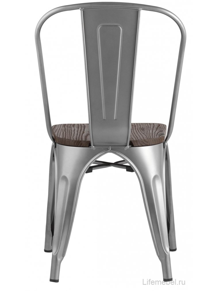 Стул на металлокаркасе Тиоли серебристый матовый / темное дерево