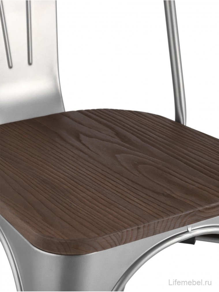 Стул на металлокаркасе Тиоли серебристый матовый / темное дерево