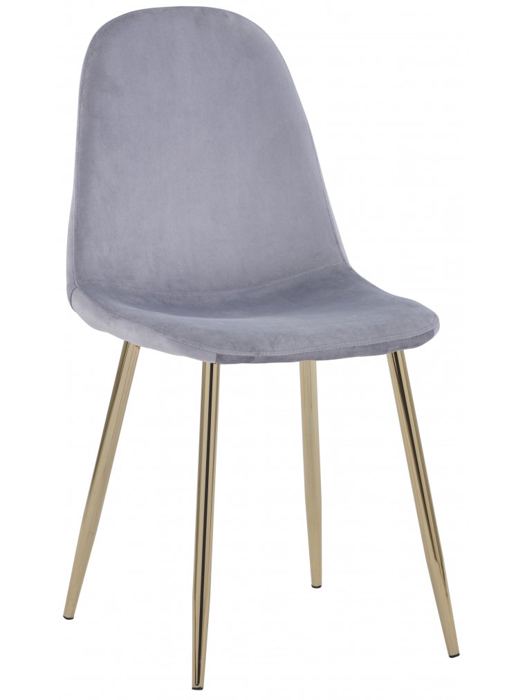 Стул на металлокаркасе Валли велюр серый / золотые ножки
