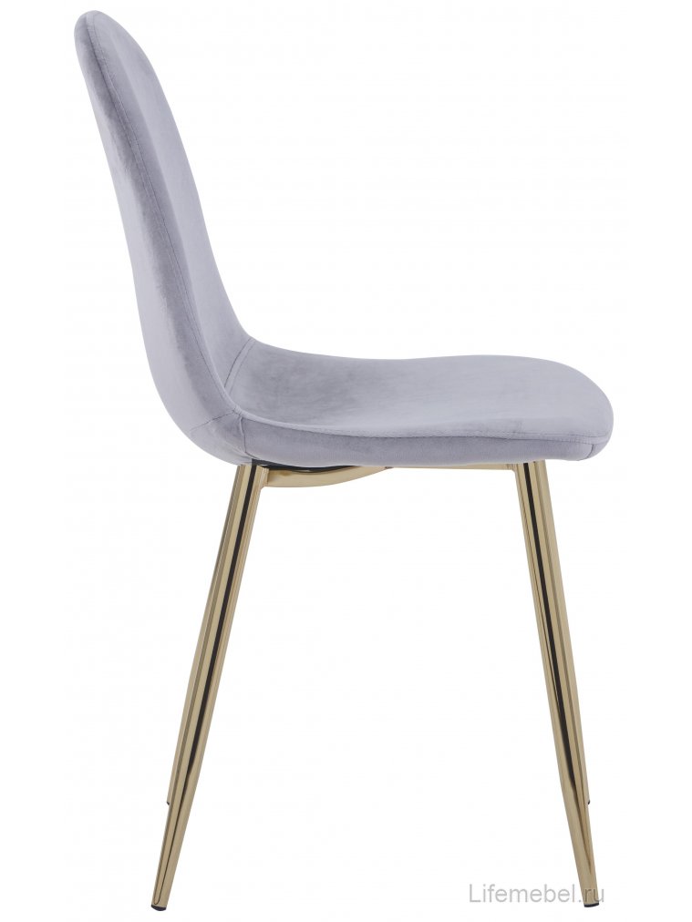 Стул на металлокаркасе Валли велюр серый / золотые ножки