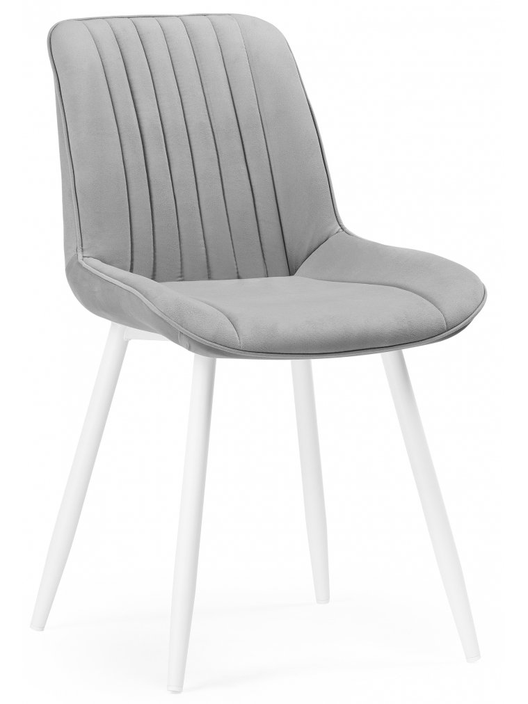 Стул на металлокаркасе Вейв светло-серый (hl 63) / белый каркас