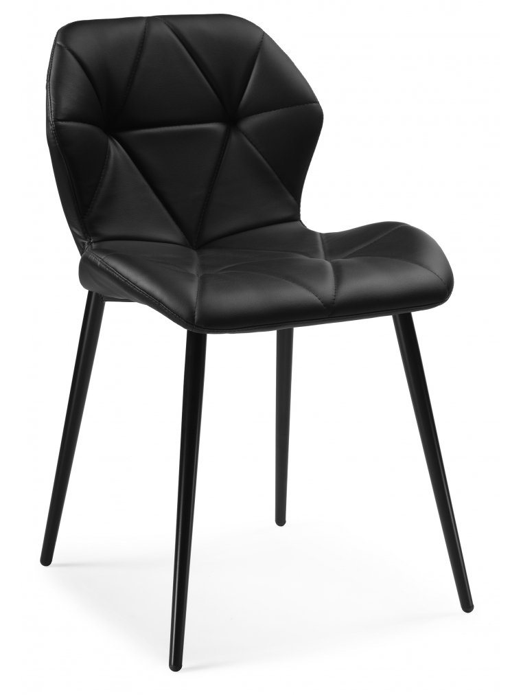 Стул на металлокаркасе Вальд экокожа черный / черный глянец