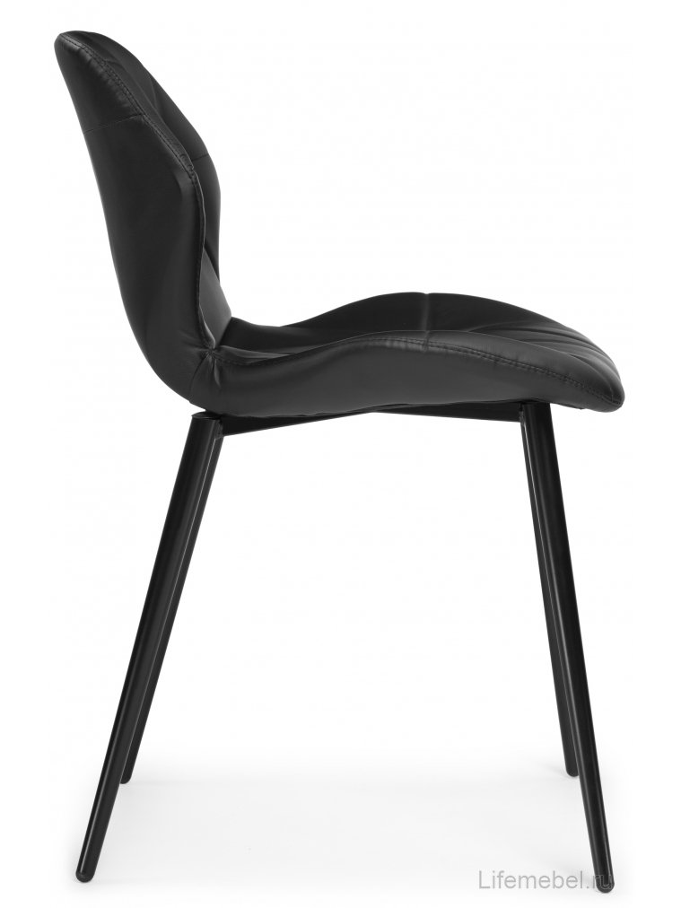 Стул на металлокаркасе Вальд экокожа черный / черный глянец