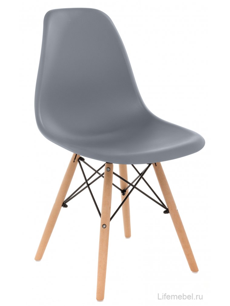 Пластиковый стул Eames PC-015 серо-голубой / дерево